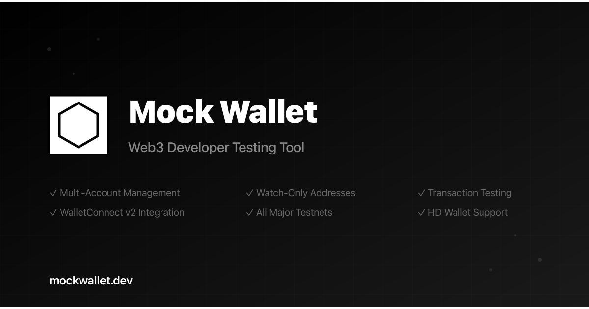 Testing Wallet Photo Mock Wallet - Web3 Developer Testing & Multi-Account Management Tool